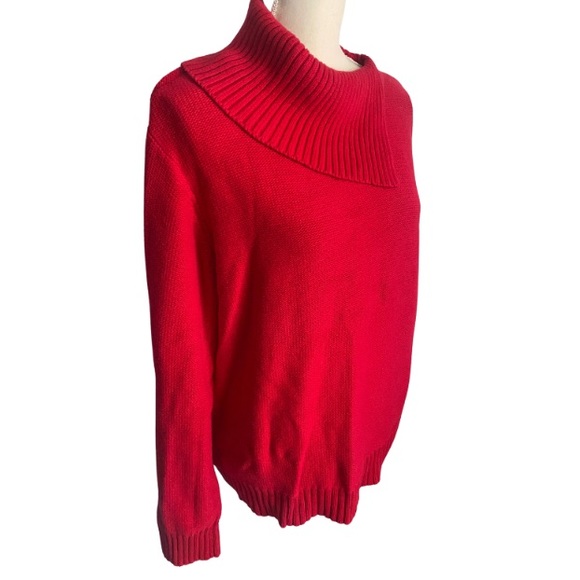 SAG HARBOR SPORT Women’s Red Asymmetrical Lapel Collar Sweater Size XL - Picture 3 of 5